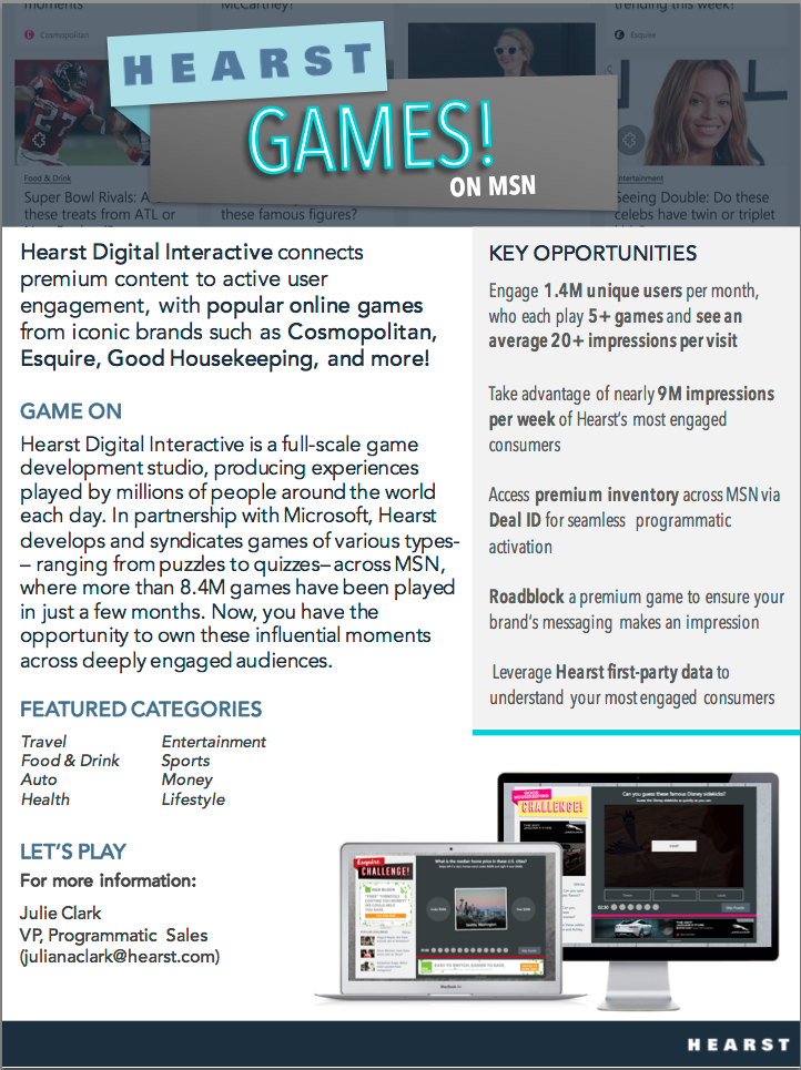 Hearst Games on MSN - Programmatic Direct opportunities