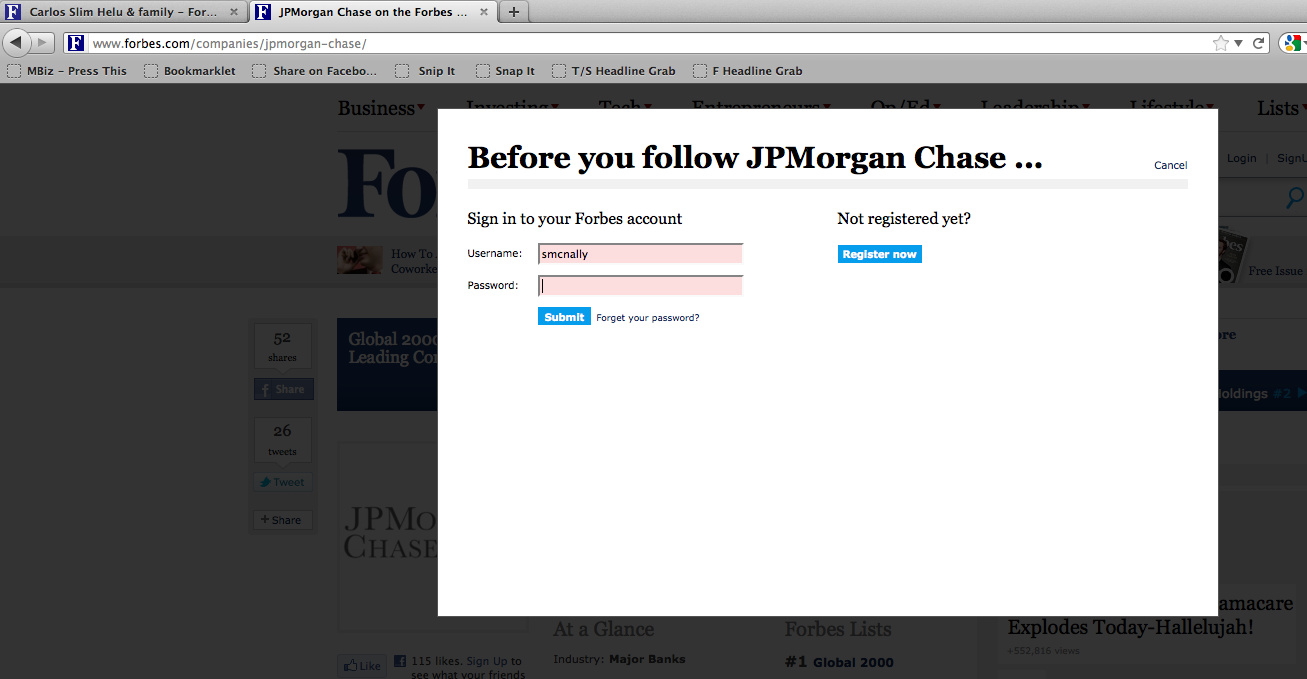 Forbes Following - Registration Prompt - Forbes screenshots, dev and design docs
