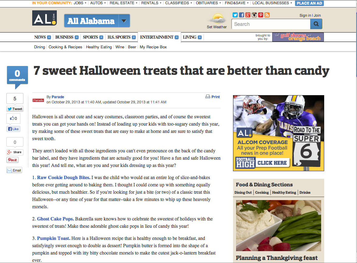 AL.com - Halloween Treats that are better than Candy - From Parade
